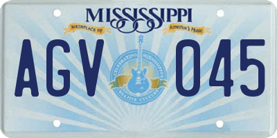 MS license plate AGV045