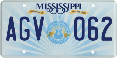 MS license plate AGV062