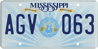 MS license plate AGV063