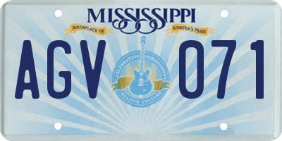 MS license plate AGV071