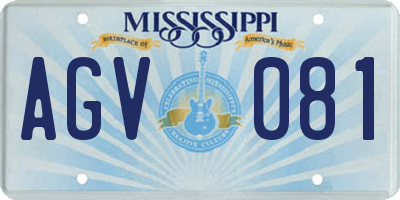 MS license plate AGV081