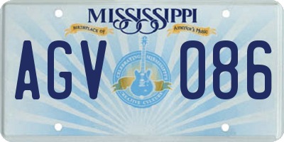 MS license plate AGV086