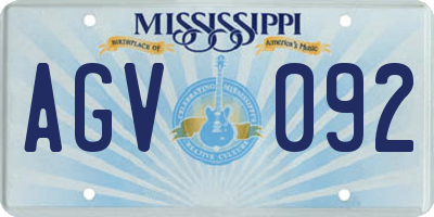 MS license plate AGV092