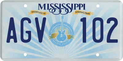 MS license plate AGV102