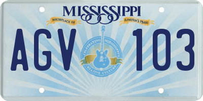 MS license plate AGV103
