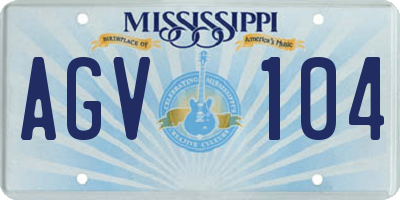 MS license plate AGV104