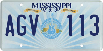 MS license plate AGV113