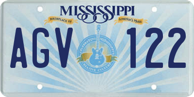 MS license plate AGV122