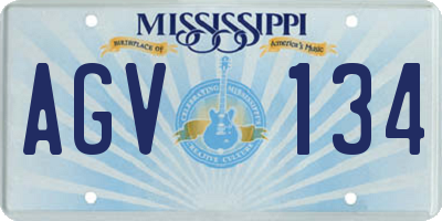 MS license plate AGV134