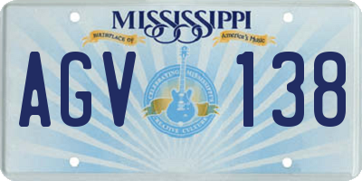 MS license plate AGV138