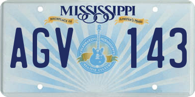 MS license plate AGV143