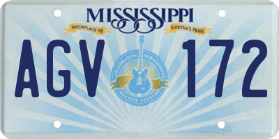 MS license plate AGV172