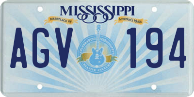 MS license plate AGV194