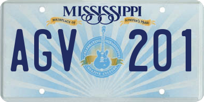 MS license plate AGV201
