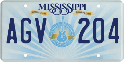 MS license plate AGV204