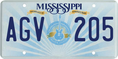 MS license plate AGV205