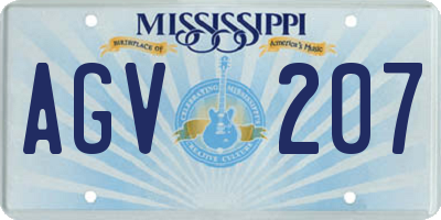 MS license plate AGV207