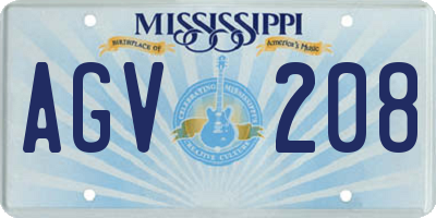 MS license plate AGV208