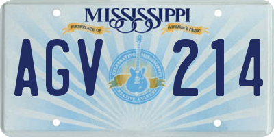 MS license plate AGV214