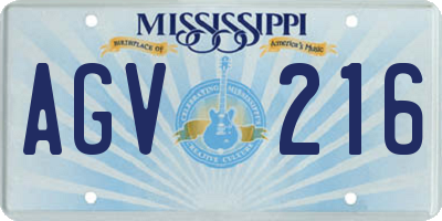 MS license plate AGV216