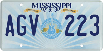 MS license plate AGV223