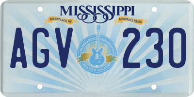 MS license plate AGV230