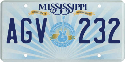 MS license plate AGV232
