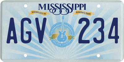 MS license plate AGV234