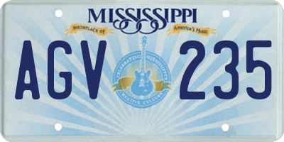 MS license plate AGV235