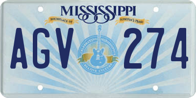 MS license plate AGV274