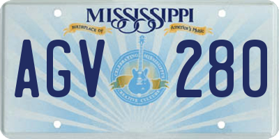 MS license plate AGV280