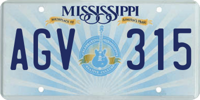 MS license plate AGV315