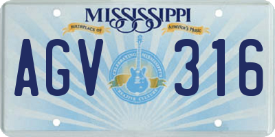 MS license plate AGV316