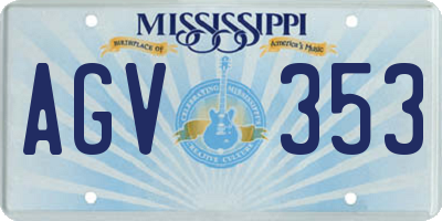 MS license plate AGV353