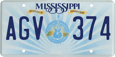 MS license plate AGV374