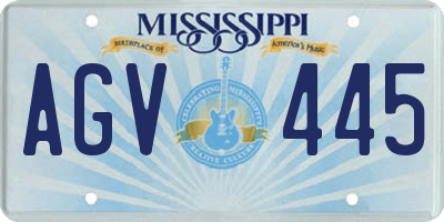 MS license plate AGV445