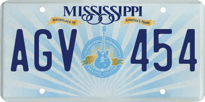 MS license plate AGV454