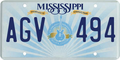 MS license plate AGV494