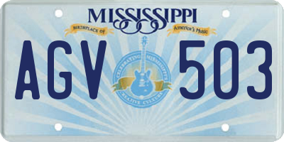 MS license plate AGV503