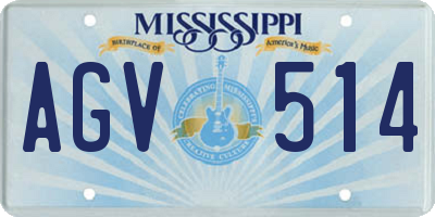 MS license plate AGV514