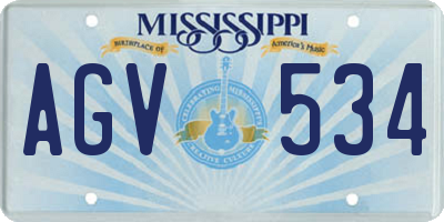 MS license plate AGV534