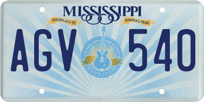 MS license plate AGV540