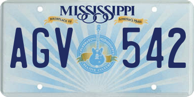 MS license plate AGV542