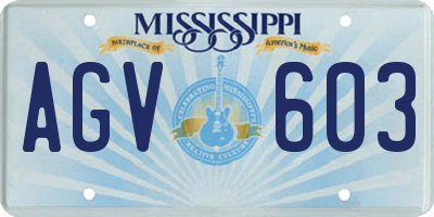 MS license plate AGV603