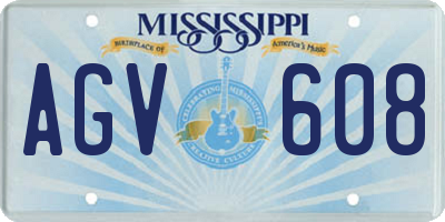 MS license plate AGV608