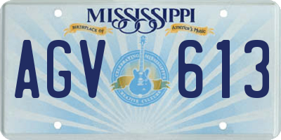 MS license plate AGV613