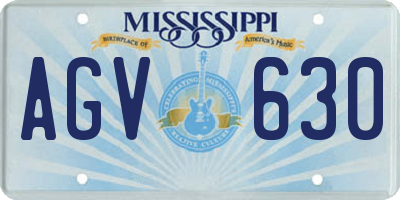 MS license plate AGV630