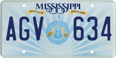 MS license plate AGV634