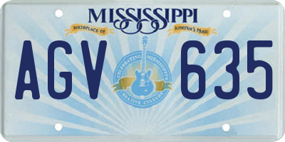 MS license plate AGV635