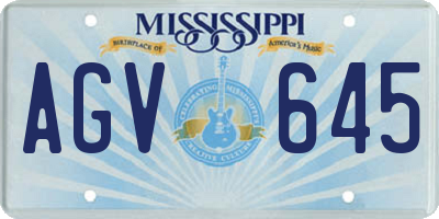 MS license plate AGV645